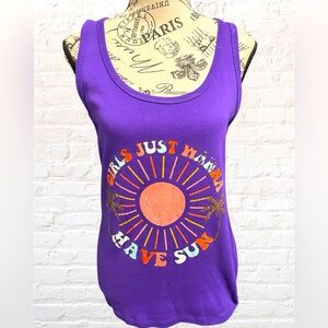 St. John's Bay Fitted Purple Tank Top with Orange Graphic